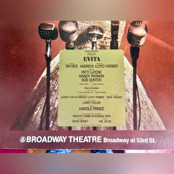 Vintage Evita Broadway Musical Window Card - Picture 3 of 3